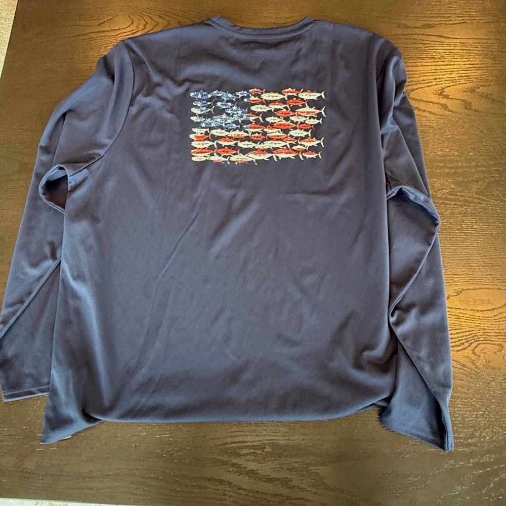 The American Outdoorsman Fishing Tee Mens XXL‎ Excellent Long Sleeve Flag Fish